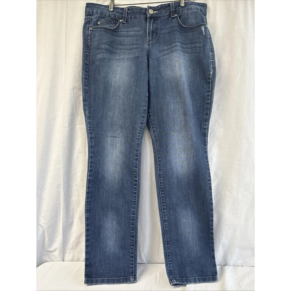 LEI Ashley Skinny Jeans Womens 17 Reg Blue Embroidered Pocket Low Rise Denim